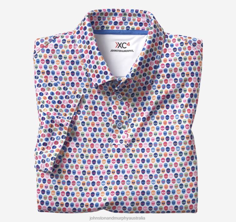 Apparel Multi Skull XB6RX553 Johnston & Murphy Men XC4 Print Performance Polo - Image 4