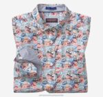 Apparel Multi Travel Stamp XB6RX607 Johnston & Murphy Men Printed Cotton Shirt