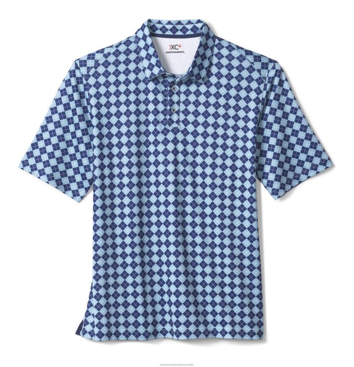 Apparel Navy/Blue Argyle XB6RX699 Johnston & Murphy Men XC4 Print Performance Polo - Image 3