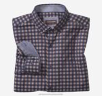 Apparel Navy/Brown Gingham XB6RX615 Johnston & Murphy Men Button-Collar Premium Cotton Shirt