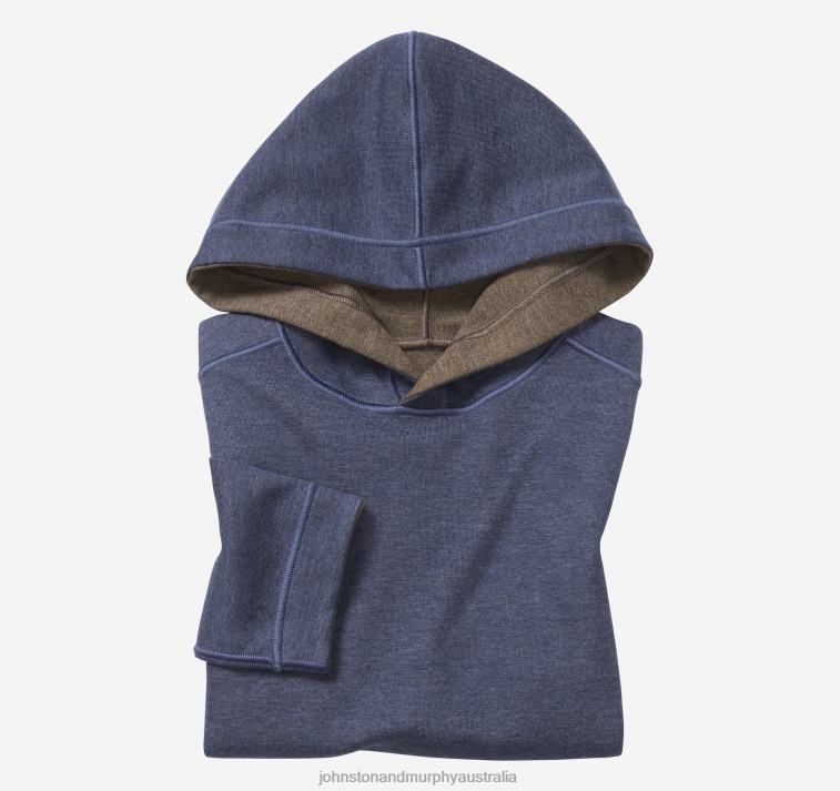 Apparel Navy/Brown XB6RX1372 Johnston & Murphy Boy Boys Reversible Solid Hoodie - Image 1