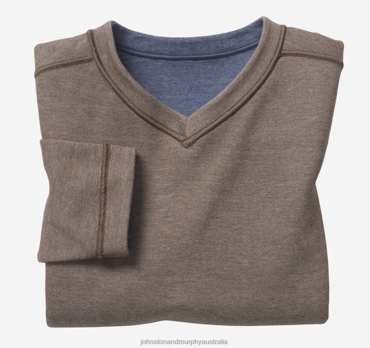 Apparel Navy/Brown XB6RX1430 Johnston & Murphy Boy Boys Reversible V-Neck - Image 2
