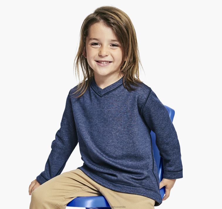 Apparel Navy/Brown XB6RX1430 Johnston & Murphy Boy Boys Reversible V-Neck - Image 1