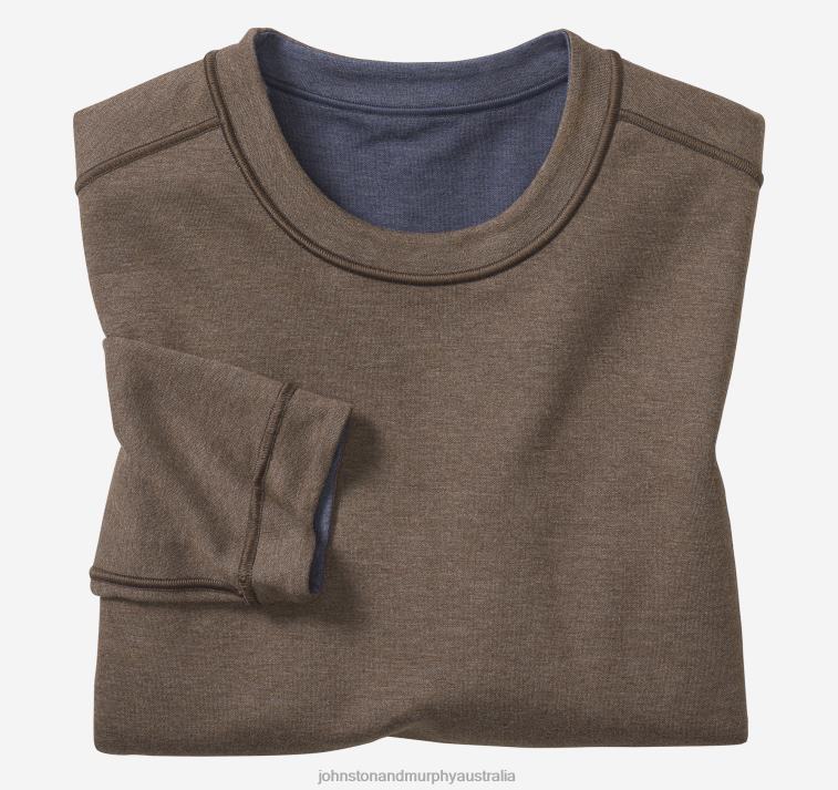 Apparel Navy/Brown XB6RX725 Johnston & Murphy Unisex Reversible Long-Sleeve Crewneck - Image 2