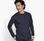 Apparel Navy/Brown XB6RX725 Johnston & Murphy Unisex Reversible Long-Sleeve Crewneck