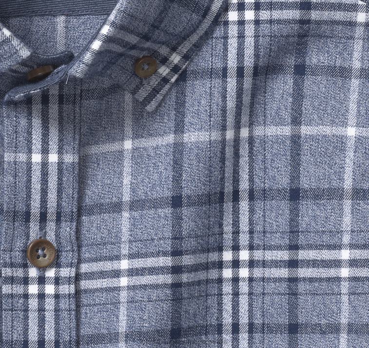 Apparel Navy Brushed Large Plaid XB6RX768 Johnston & Murphy Men Brushed Heathered Woven Shirts - Image 2