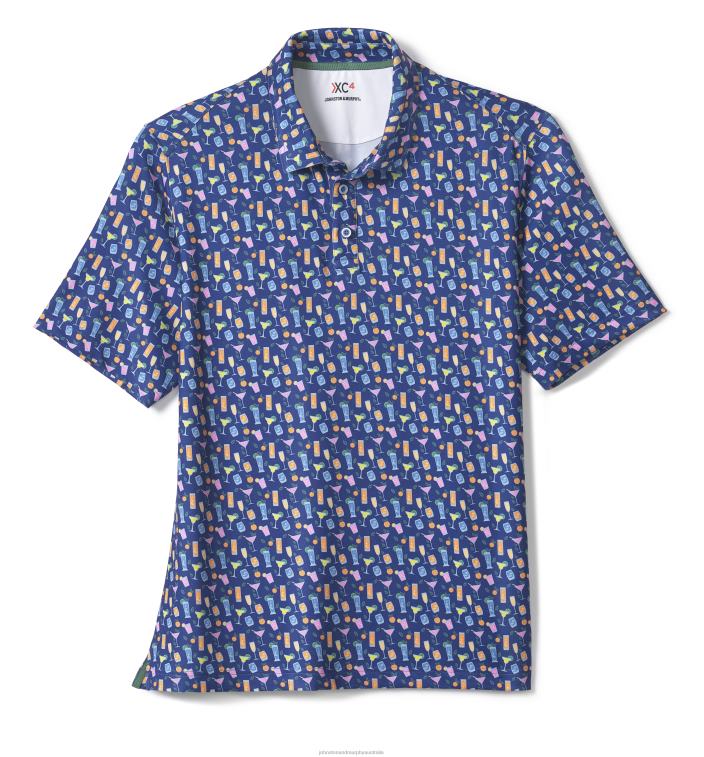 Apparel Navy Cocktail XB6RX571 Johnston & Murphy Men XC4 Print Performance Polo - Image 3