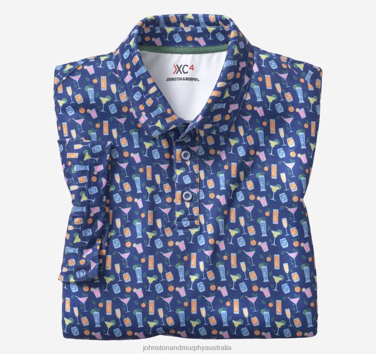 Apparel Navy Cocktail XB6RX571 Johnston & Murphy Men XC4 Print Performance Polo - Image 4