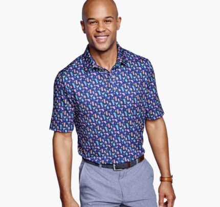 Apparel Navy Cocktail XB6RX571 Johnston & Murphy Men XC4 Print Performance Polo
