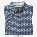 Apparel Navy Fish XB6RX1413 Johnston & Murphy Boy Boys Short-Sleeve Printed Shirt