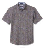 Apparel Navy Fish XB6RX422 Johnston & Murphy Men Printed Cotton Short-Sleeve Shirt - Image 3