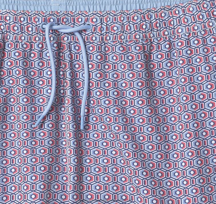 Apparel Navy Geo Print XB6RX577 Johnston & Murphy Men Swim Shorts - Image 2