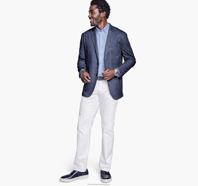 Apparel Navy Glen Plaid XB6RX525 Johnston & Murphy Unisex XC Flex Plaid Blazer - Image 2
