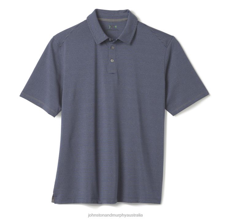 Apparel Navy/Gray Stripe XB6RX412 Johnston & Murphy Men XC4 Performance Polo - Image 3
