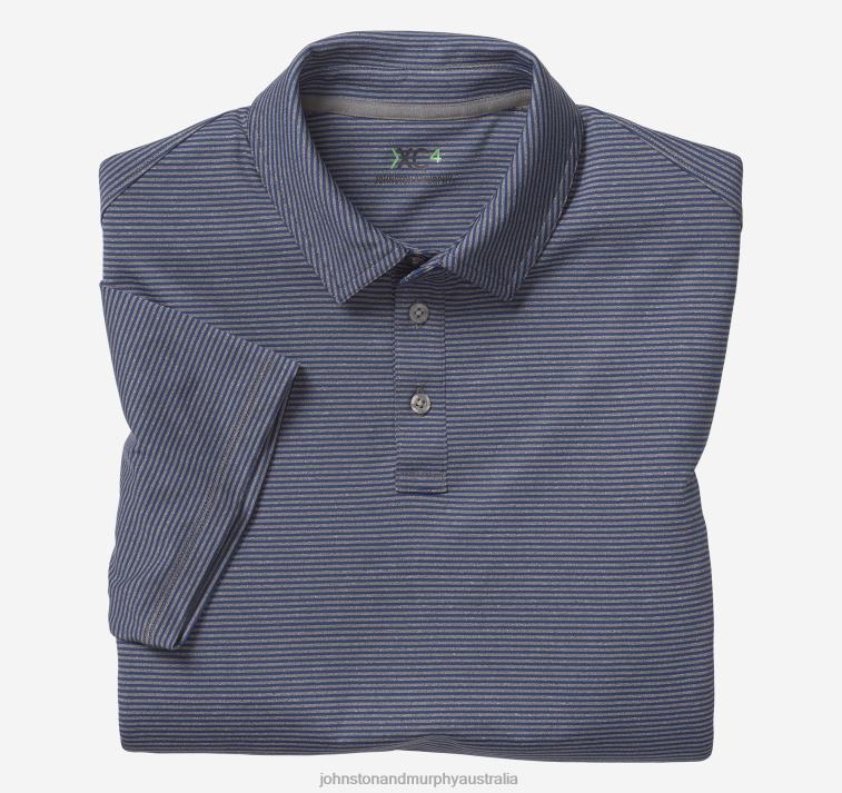 Apparel Navy/Gray Stripe XB6RX412 Johnston & Murphy Men XC4 Performance Polo - Image 4