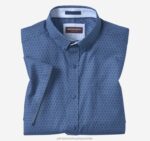 Apparel Navy Linked Flower XB6RX403 Johnston & Murphy Unisex Textured Cotton Short-Sleeve Shirt - Image 3