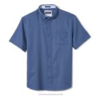 Apparel Navy Linked Flower XB6RX403 Johnston & Murphy Unisex Textured Cotton Short-Sleeve Shirt - Image 4