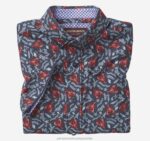 Apparel Navy Lobster XB6RX1408 Johnston & Murphy Boy Boys Short-Sleeve Printed Shirt