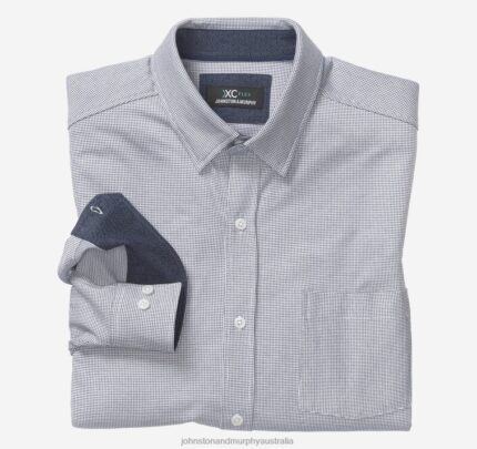 Apparel Navy Micro Dot XB6RX642 Johnston & Murphy Men XC Flex Stretch Long-Sleeve Shirt