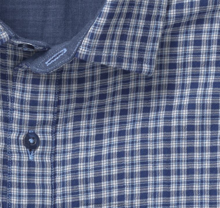 Apparel Navy Multi Check XB6RX675 Johnston & Murphy Unisex Double-Layer Short-Sleeve Shirt - Image 2