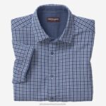 Apparel Navy Multi Check XB6RX675 Johnston & Murphy Unisex Double-Layer Short-Sleeve Shirt