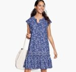Apparel Navy Multi XB6RX1285 Johnston & Murphy Women Cap-Sleeve Floral Dress
