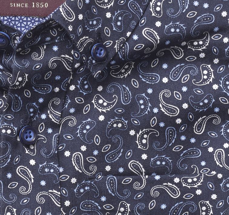 Apparel Navy Paisley XB6RX1427 Johnston & Murphy Boy Boys Long-Sleeve Printed Shirt - Image 2