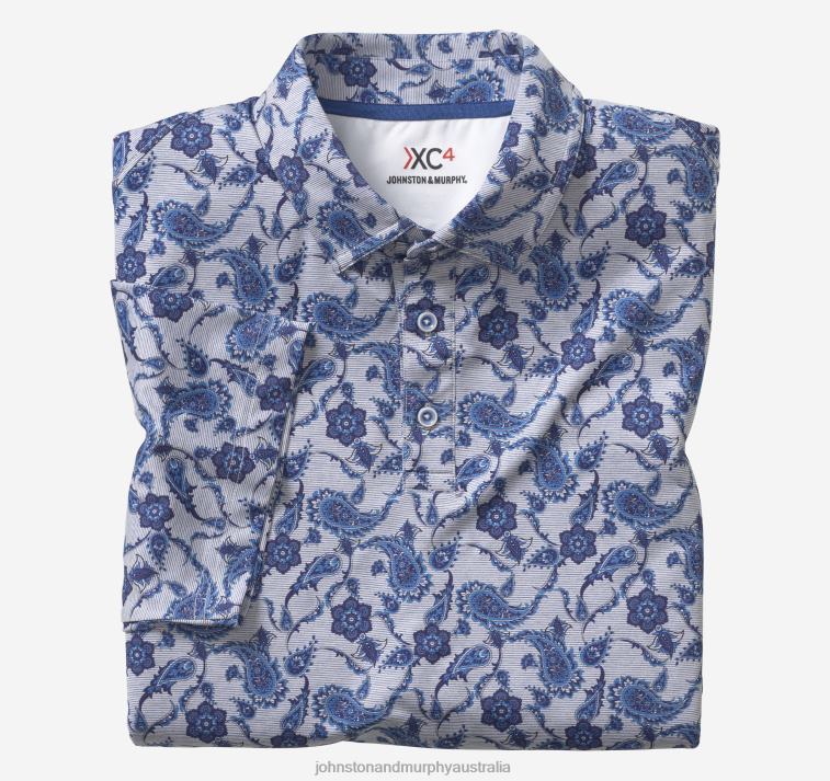 Apparel Navy Paisley XB6RX620 Johnston & Murphy Men XC4 Print Performance Polo - Image 4