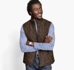 Apparel Navy Plaid/Brown XB6RX790 Johnston & Murphy Unisex Reversible Vest - Image 2