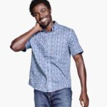 Apparel Navy/Red Mod Circle XB6RX546 Johnston & Murphy Unisex Textured Cotton Short-Sleeve Shirt