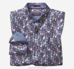 Apparel Navy Skull XB6RX638 Johnston & Murphy Men Printed Cotton Shirt