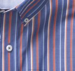 Apparel Navy Stripe XB6RX420 Johnston & Murphy Men Printed Cotton Short-Sleeve Shirt - Image 2