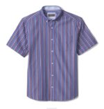 Apparel Navy Stripe XB6RX420 Johnston & Murphy Men Printed Cotton Short-Sleeve Shirt - Image 3