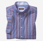 Apparel Navy Stripe XB6RX420 Johnston & Murphy Men Printed Cotton Short-Sleeve Shirt - Image 4