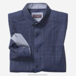 Apparel Navy Twill Windowpane XB6RX786 Johnston & Murphy Men Long-Sleeve Dress Shirt