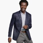 Apparel Navy Windowpane Plaid XB6RX632 Johnston & Murphy Men XC Flex Knit Blazer