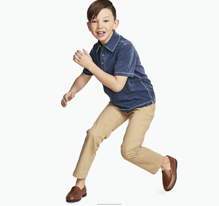 Apparel Navy XB6RX1442 Johnston & Murphy Boy Boys Vintage Slub Polo - Image 3