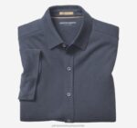 Apparel Navy XB6RX491 Johnston & Murphy Men Vintage Birdseye Button-Front Shirt