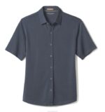 Apparel Navy XB6RX491 Johnston & Murphy Men Vintage Birdseye Button-Front Shirt - Image 3