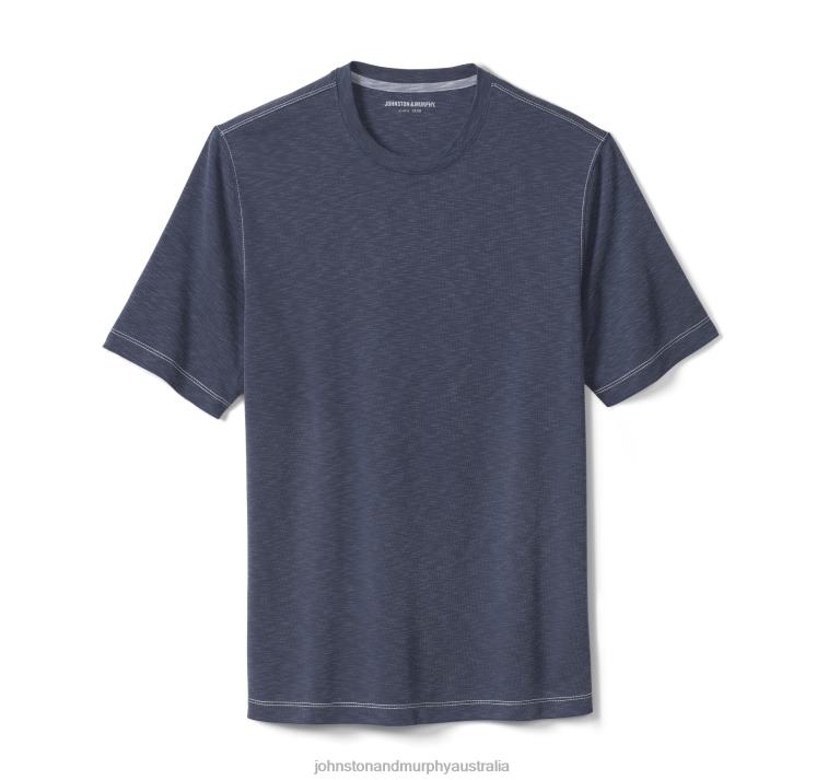 Apparel Navy XB6RX608 Johnston & Murphy Men Vintage Slub Crewneck Tee - Image 2