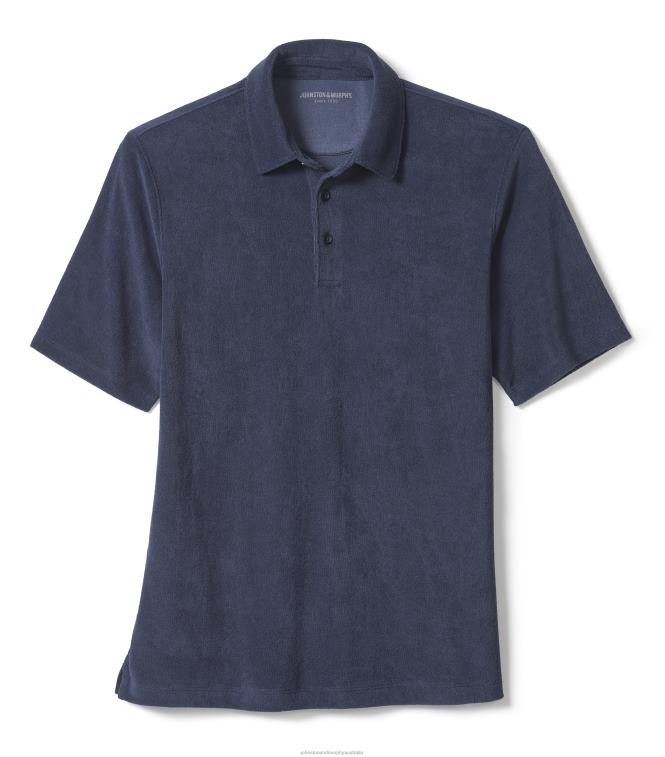 Apparel Navy XB6RX669 Johnston & Murphy Men Pima Cotton-Blend Terry Polo - Image 3