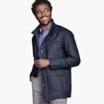 Apparel Navy XB6RX710 Johnston & Murphy Men Perforated Quilted Jacket