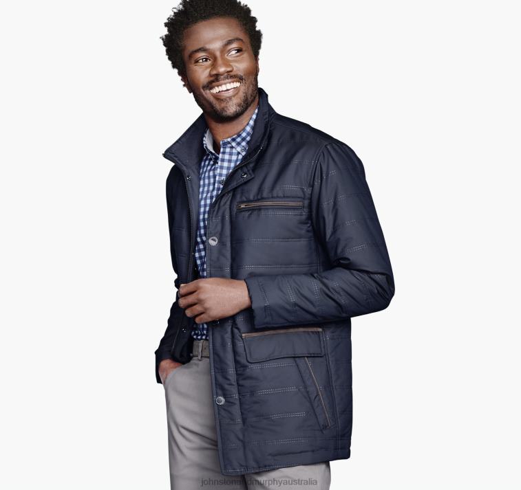 apparel_navy_xb6rx710_johnston_murphy_men_perforated_quilted_jacket.jpg Apparel Navy XB6RX710 Johnston & Murphy Men Perforated Quilted Jacket - Image 1