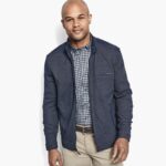 Apparel Navy XB6RX716 Johnston & Murphy Men Melange Knit Full-Zip