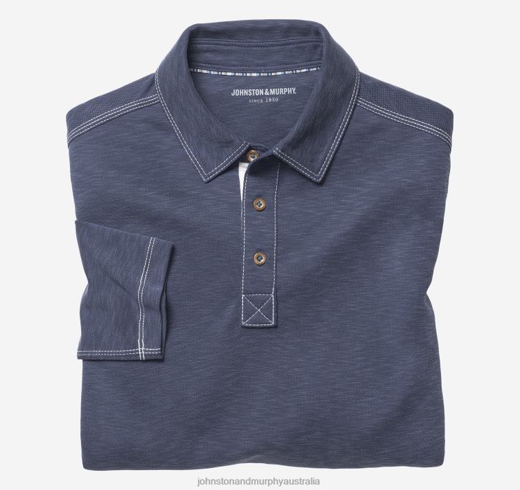apparel_navy_xb6rx769_johnston_murphy_men_vintage_slub_long_sleeve_polo.jpg Apparel Navy XB6RX769 Johnston & Murphy Men Vintage Slub Long-Sleeve Polo - Image 1