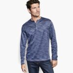 Apparel Navy XB6RX788 Johnston & Murphy Men Striated Knit Henley