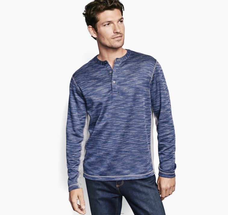 apparel_navy_xb6rx788_johnston_murphy_men_striated_knit_henley.jpg Apparel Navy XB6RX788 Johnston & Murphy Men Striated Knit Henley - Image 1