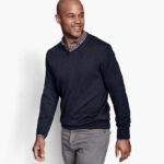 Apparel Navy XB6RX860 Johnston & Murphy Unisex V-Neck Sweater