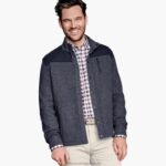 Apparel Navy XB6RX868 Johnston & Murphy Unisex Brushed Full-Snap Jacket
