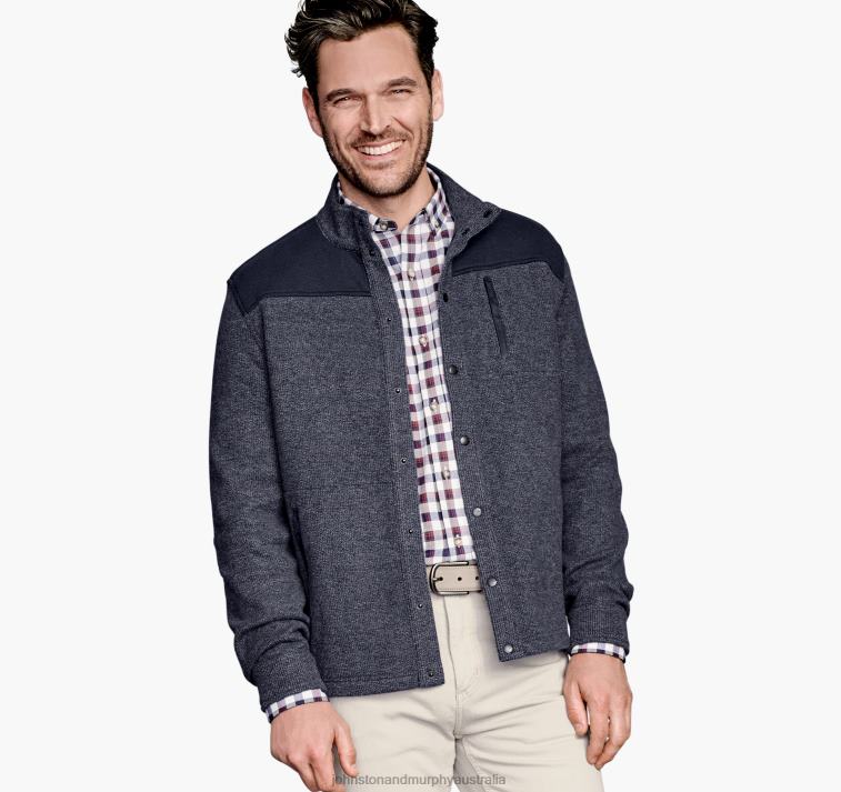 apparel_navy_xb6rx868_johnston_murphy_unisex_brushed_full_snap_jacket.jpg Apparel Navy XB6RX868 Johnston & Murphy Unisex Brushed Full-Snap Jacket - Image 1
